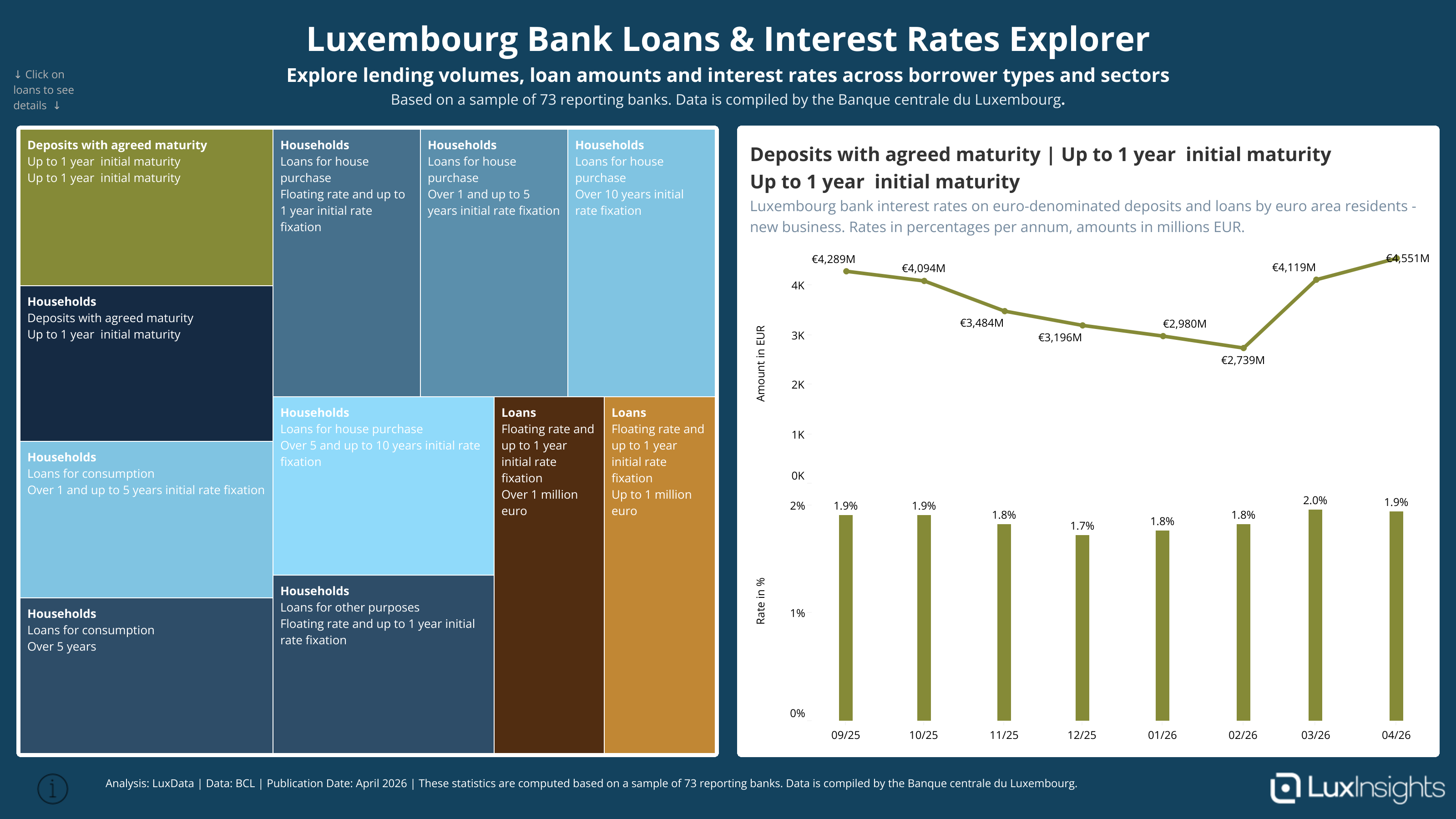 Visualization of Luxembourg Bank Loans & Interest Rates Explorer