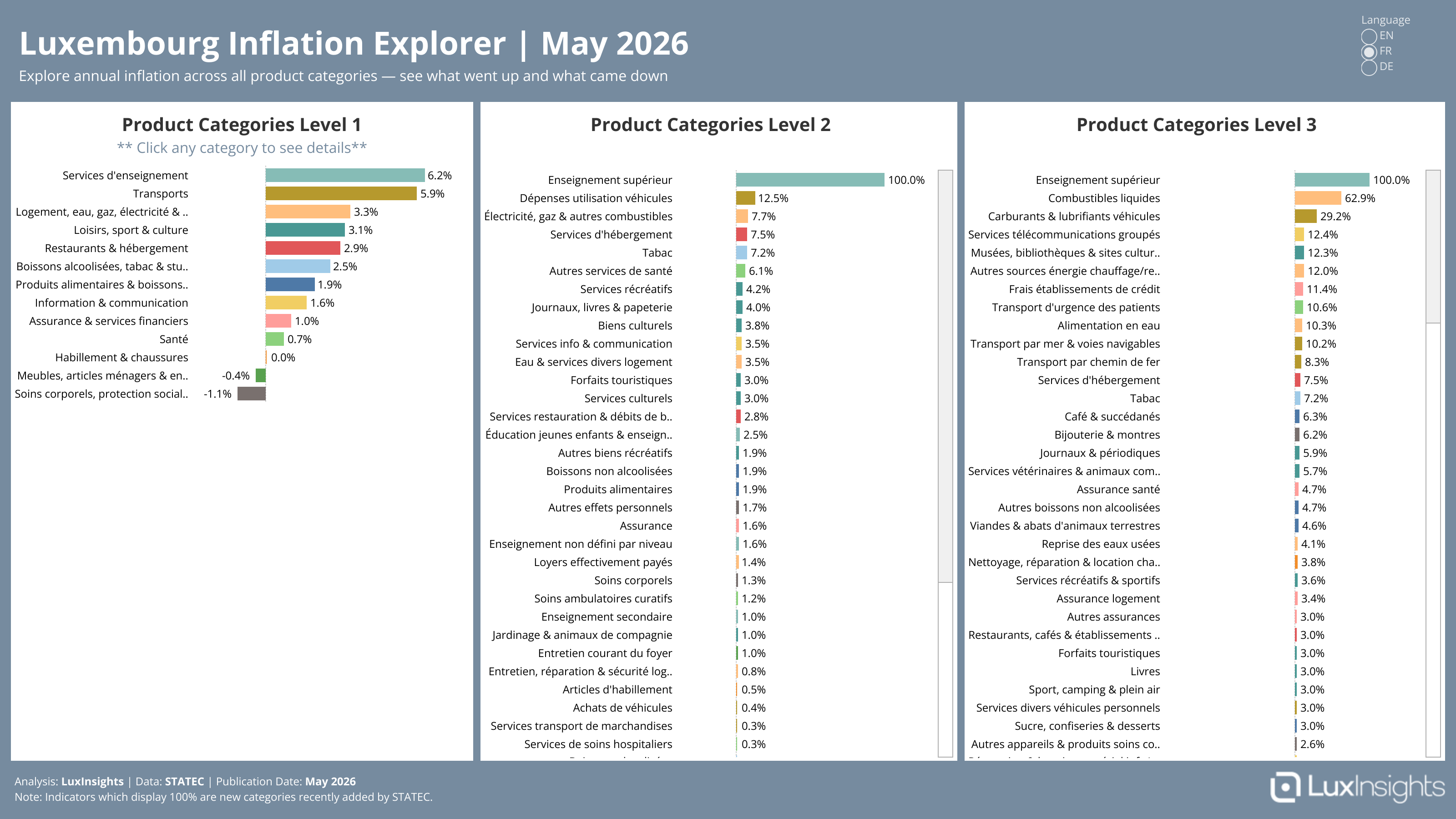 Visualization of Luxembourg Inflation Explorer